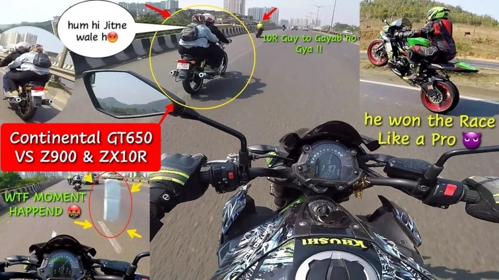 Chica quiere correr mi Superbike |  Continental GT650 frente a ZX10R |  Debe mirar |  Piloto Z900