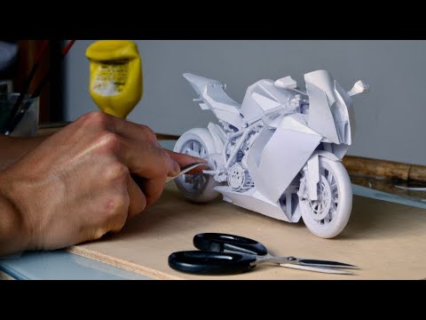 How I make bike with paper - KTM 1190 RC8 - amazing detailed paper craft