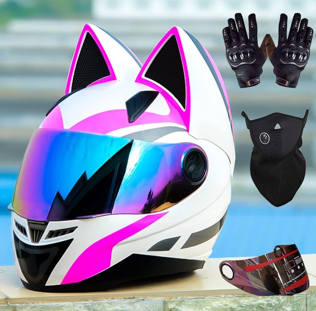 casco de motociclista mujer